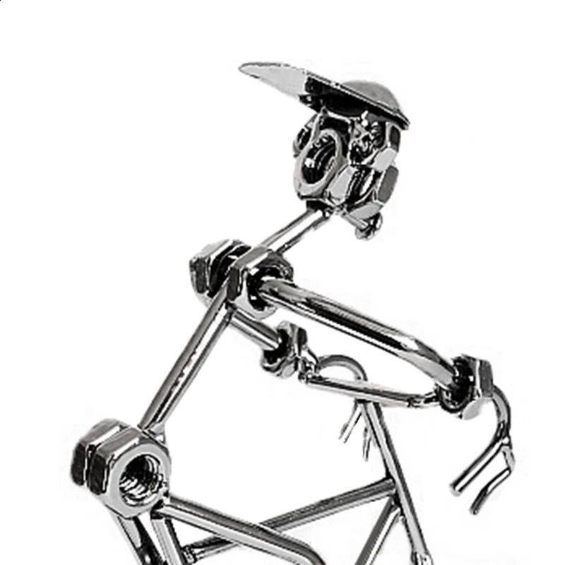 1 PCS Retro Cyclists Model Iron Art Metal Bicycle Ornament A Man Riding Bike Statue Figurine For Home Library Desk Decoration 240827