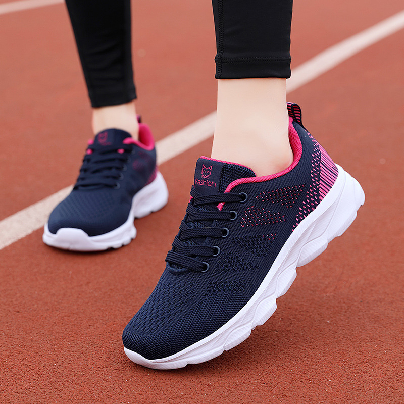 Chunky Comfort Sneakers - Breathable Mesh Upper, Low Top Design, Solid Color, Cushioned Insoles, Slip-Resistant Outsoles, Comfortable Fit for Womens F