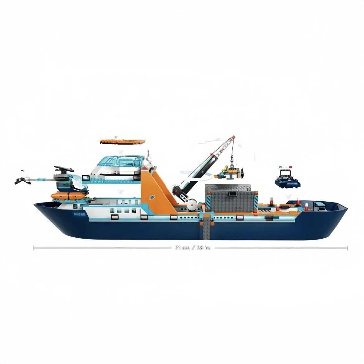 Arctic explorer ship compatible with 60368 building block toys floating boat helicopter ROV Sub Orca building block boys and girls gifts W241028