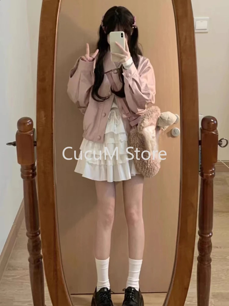 Korean fashion bra PU leather jacket womens coat retro loose n version jacket sweetheart spicy 240827