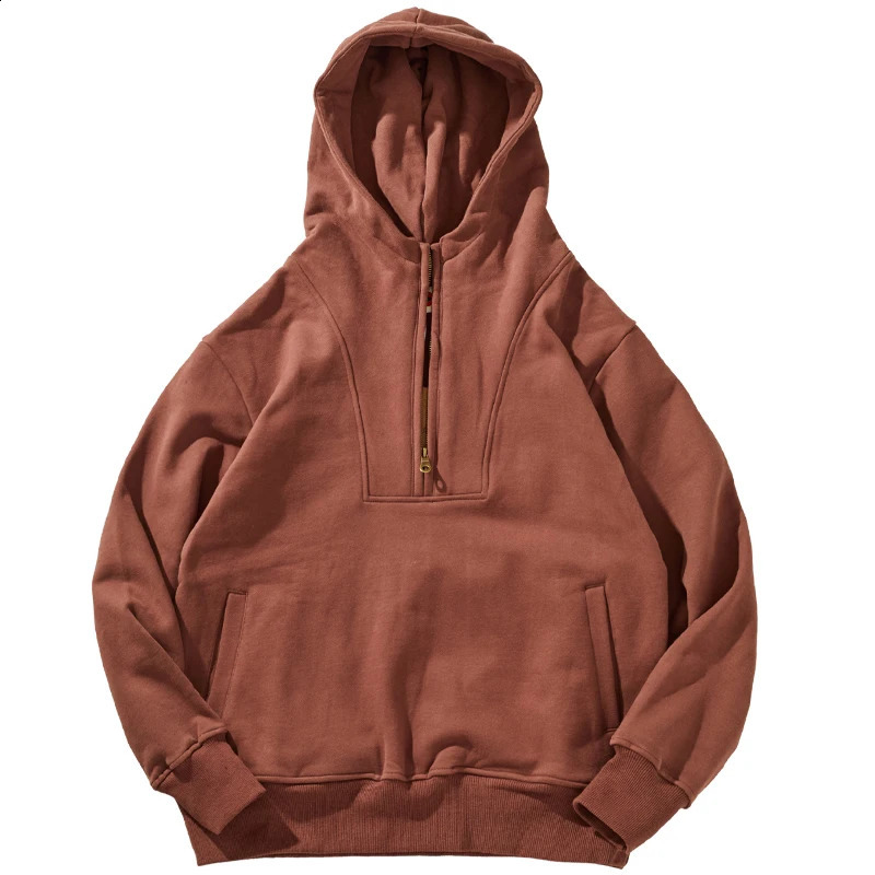 Autumn and Winter American Retro 500G Thick Velvet Knitted Hooded Hoodies Mens 100% Cotton Washed Heavyweight Casual Jacket 240826