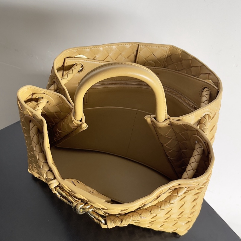 10A Mirror Quality Designer Andiamo Women's Leather Versatile Woven Handle Handbag Sheepskin White Crossbody Parachute Bag