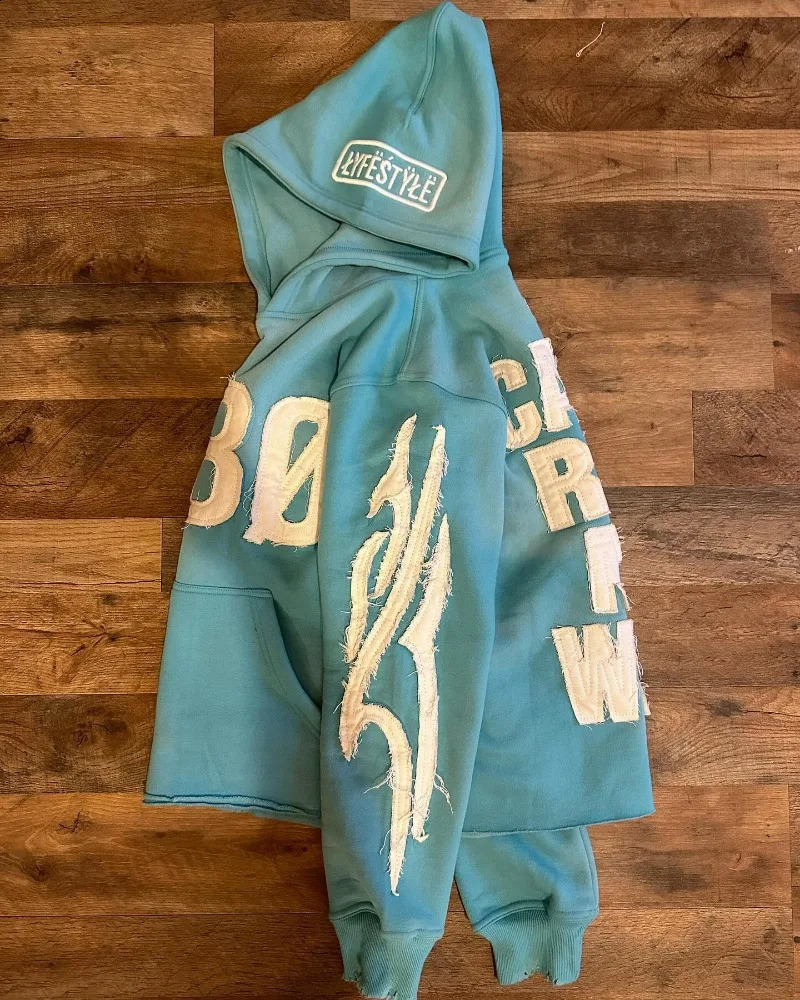 Streetwear Fashion Flame Letter Patch Pullover Sweater Women Y2K Harajuku Vintage Hip Hop Casual Joker Sports Hoodie 240827