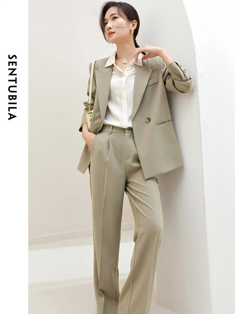 SENTUBILA Blazer Pant Suit Two Piece Set for Women Business Work Outfits Autumn Elegant Fashion Clothing Sets 133Z49975 240826