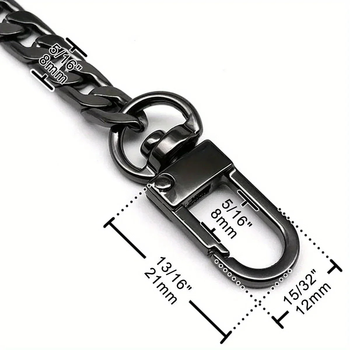 Purse Chain Strap Flat Handbag Chains with Metal Buckles for Wallet Satchel Tote Bags Shoulder Bag Replacement 240826