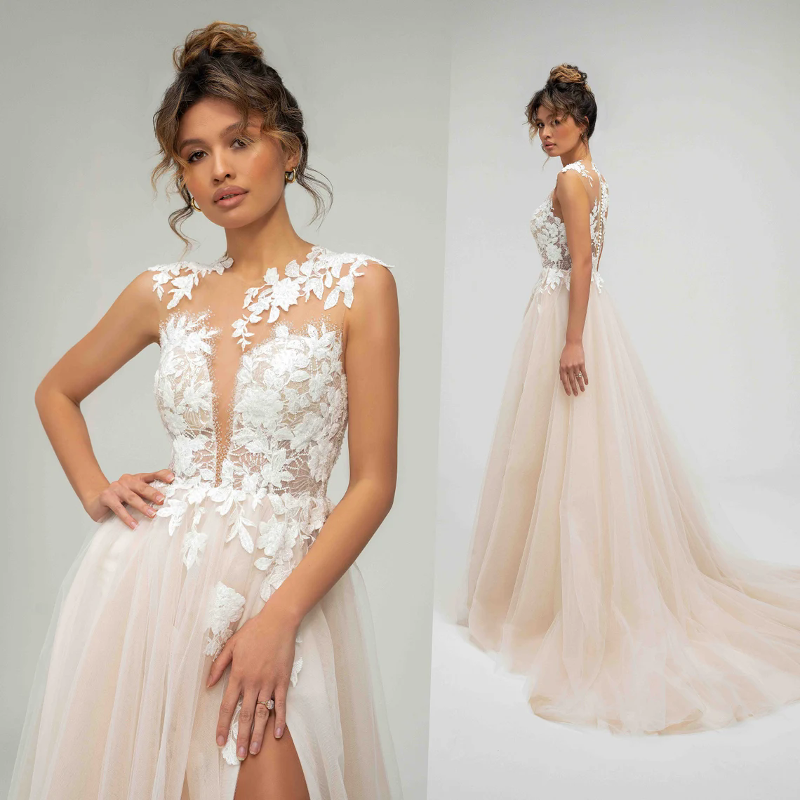 Two Pieces A Line White Wedding Dresses Wide Straps Backless Beach Satin Brial Gowns Vestidos de Novia Designer Bridal Dress 06