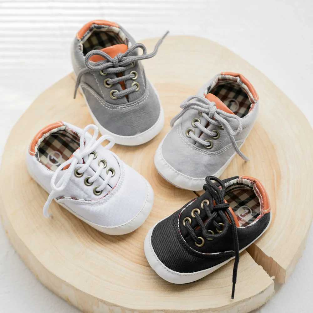 Baby canvas sports shoes baby unisex shoes anti slip soft new classic lace laces casual sports first mover baby crib boys shoes M240827
