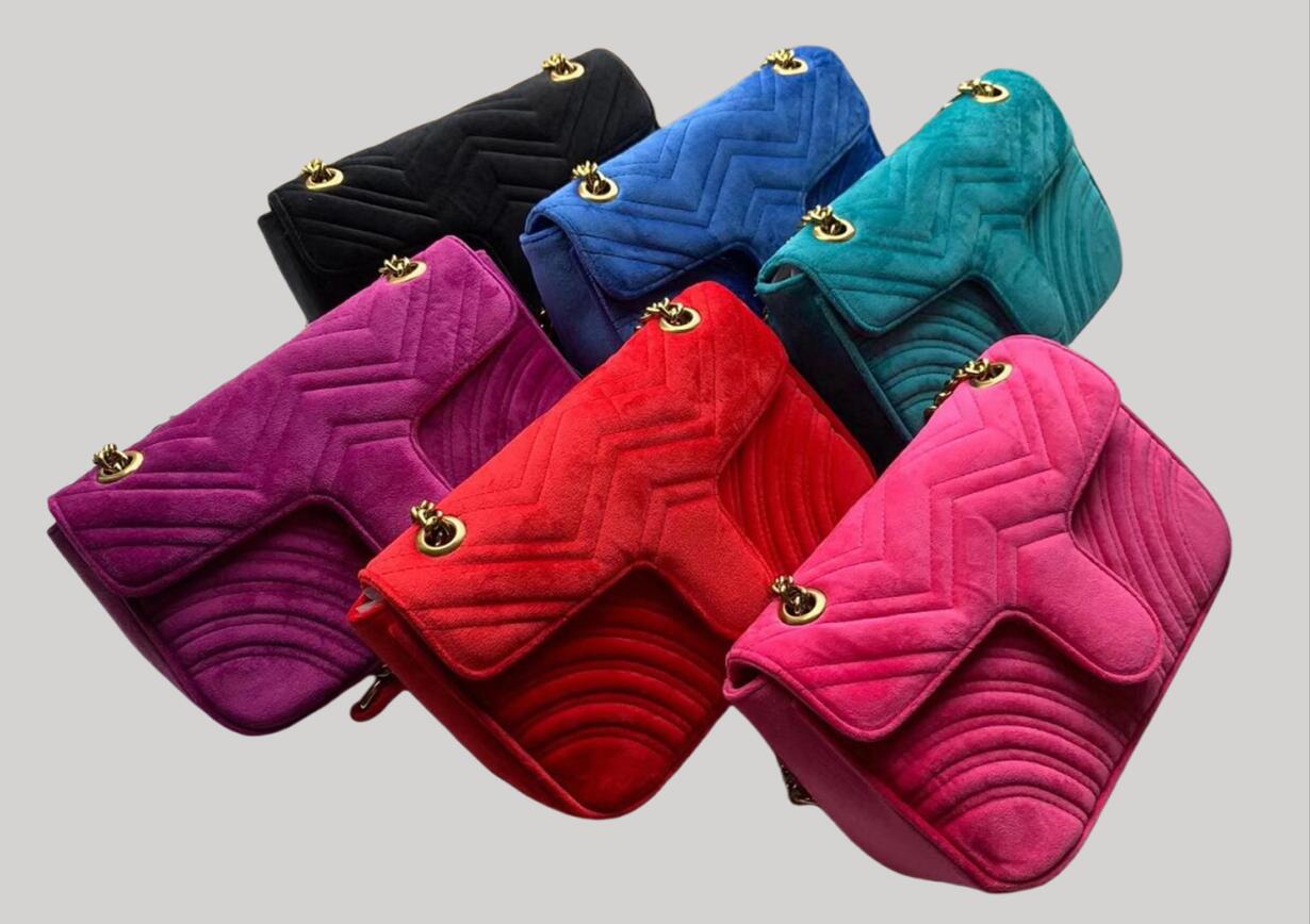 Designer velvet bags handbags women famous brands shoulder bag designer luxury handbags purses chain fashion crossbody bag 26cm- 22cm