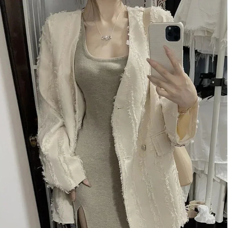 Solid Womens Blazers Clothing Loose Outerwear On Offer With Korean Style Elegant Youth Trend Female Coats And Jackets 240826