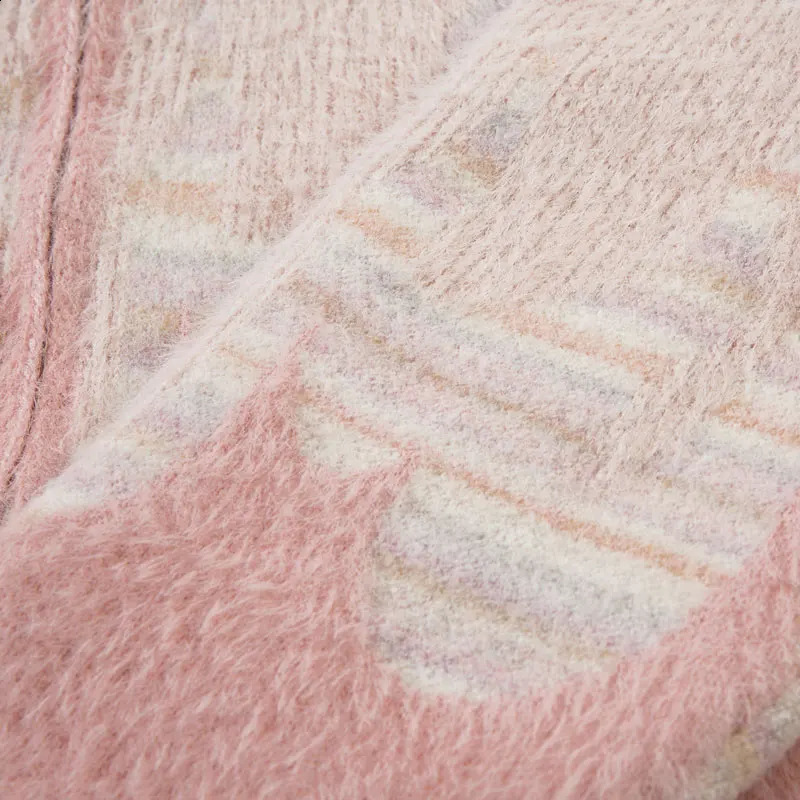 Mohair sweater jacket knitted flame full zipper skydiving cardigan woolen 240826