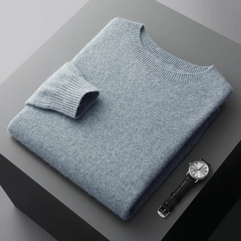 Autumn And Winter Cashmere Mens Semi-Turtleneck Wool Knitted Bottoming Shirt Sweater Thickened And Warm 240826