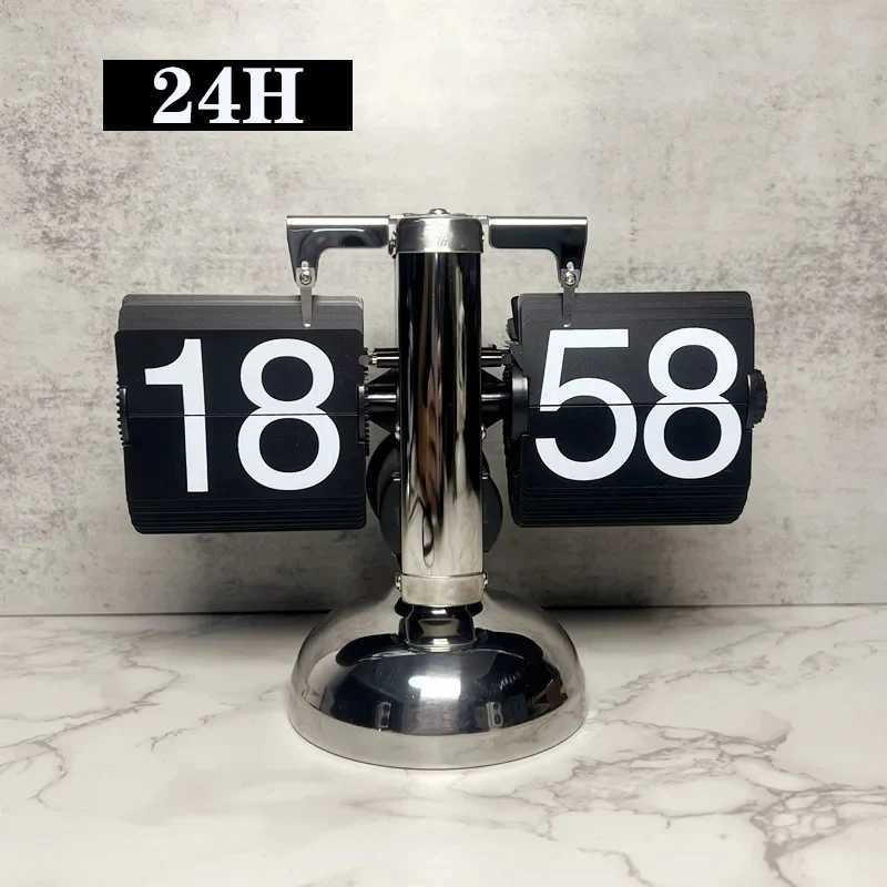 12/24-hour retro automatic flipping clock page clock office desk clock flipping digital clock flipping desktop office room home decoration CL240827