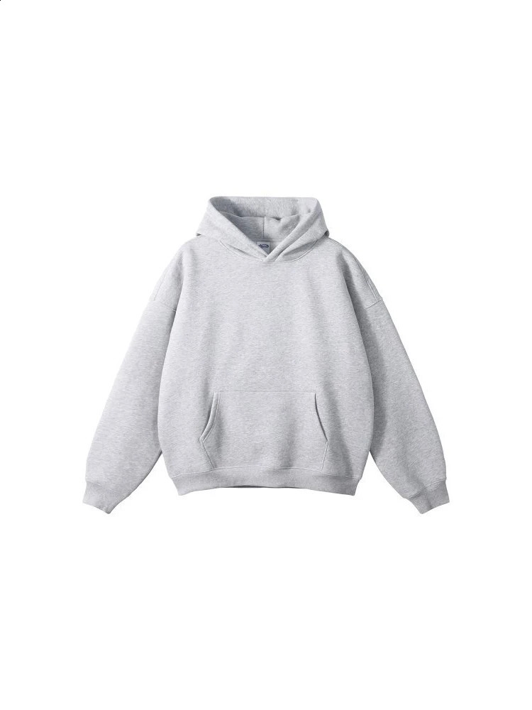 Solid Color 100% Cotton Hoodies Autumn Winter Baggy Sports Outwear Plush Oversized Hooded Sweater for Men and Womens 240826