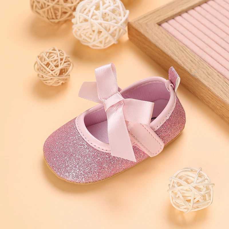 Baby Birthday Party Shoes Baby Bow Knot Non slip Rubber Soft Bottom Flat PU First Step Walker Newborn Bow Decoration Mary Jens M240827