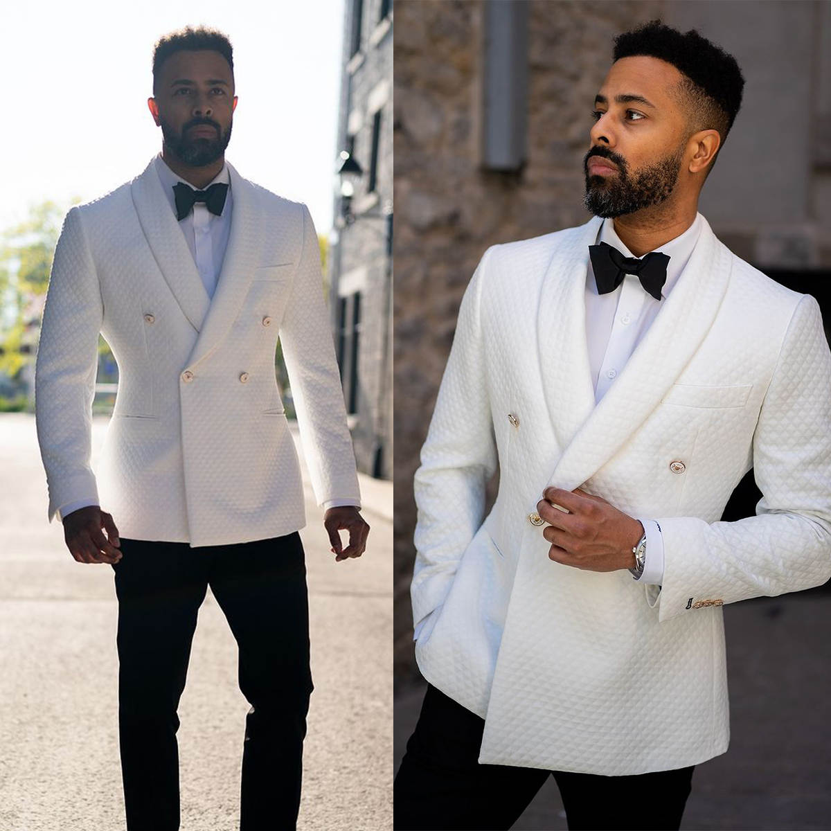 Stylish Men's Suit Shawl Lapel Tailored Blazers Damier Check Groom Jacket For Man Custom Made Air Cotton Coat Plus Size 2 Pieces Black Pants