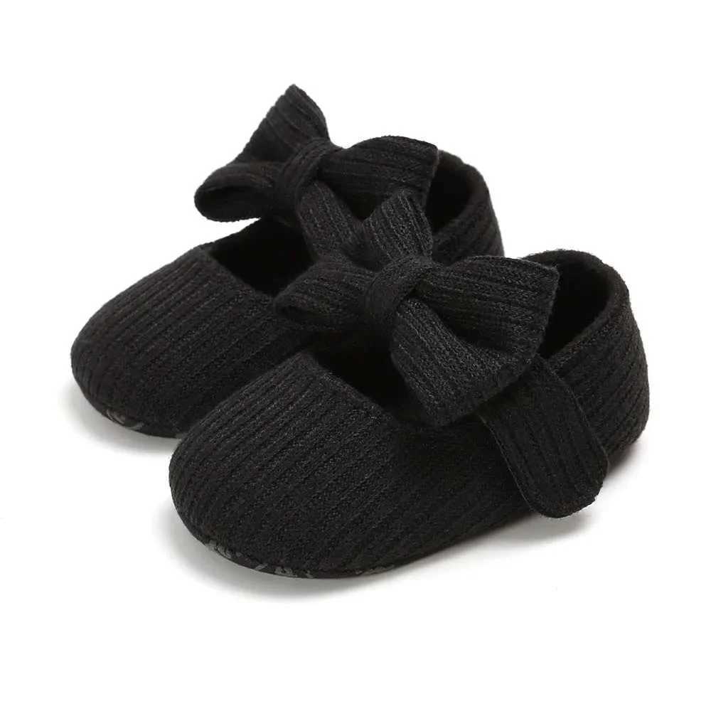 Baby girl Princess Mary Jane apartment shoes childrens soft soled wedding dress first walker anti slip bow knot pre walking shoes M240827