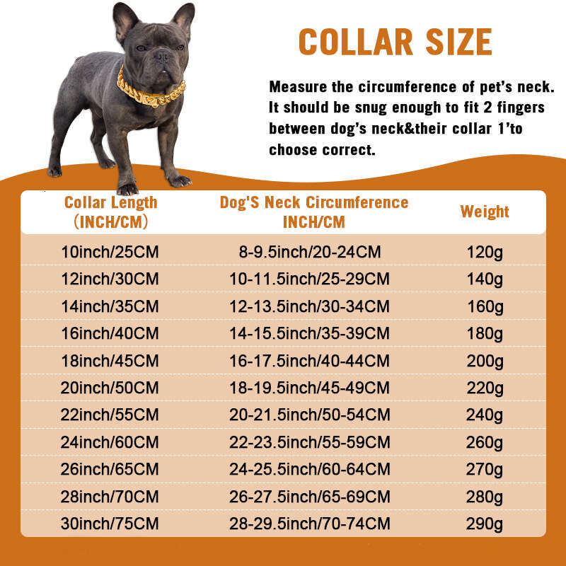 Gold Stainless Steel Cuban k Chain 14mm Wide Metal Pet Necklace for Small Medium Large Dog Collar Product