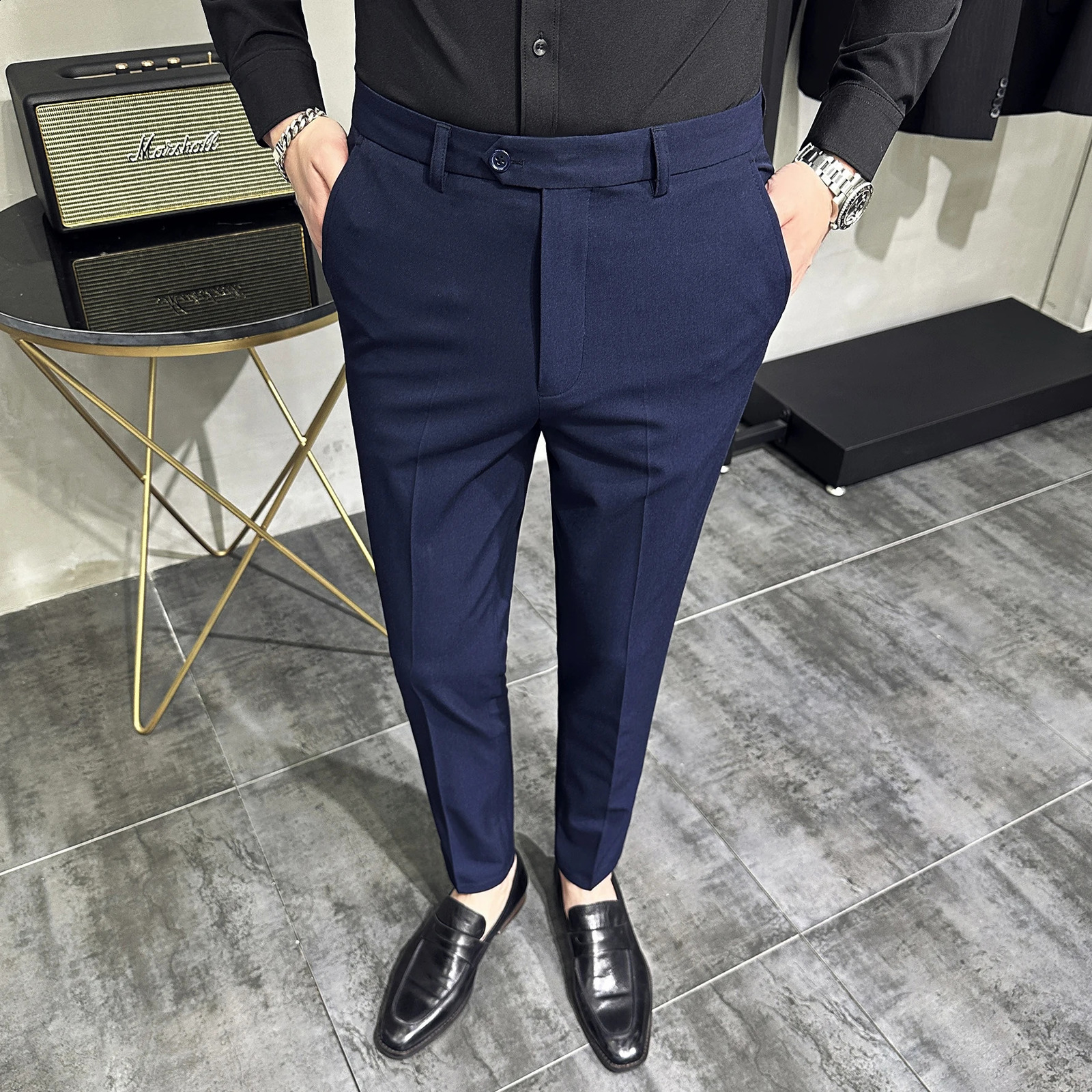 40 42 Summer Ankle Length Business Dress Pants Men Casual Office Social Suit Pant Wedding Party Streetwear Trousers Men Clothing 240827