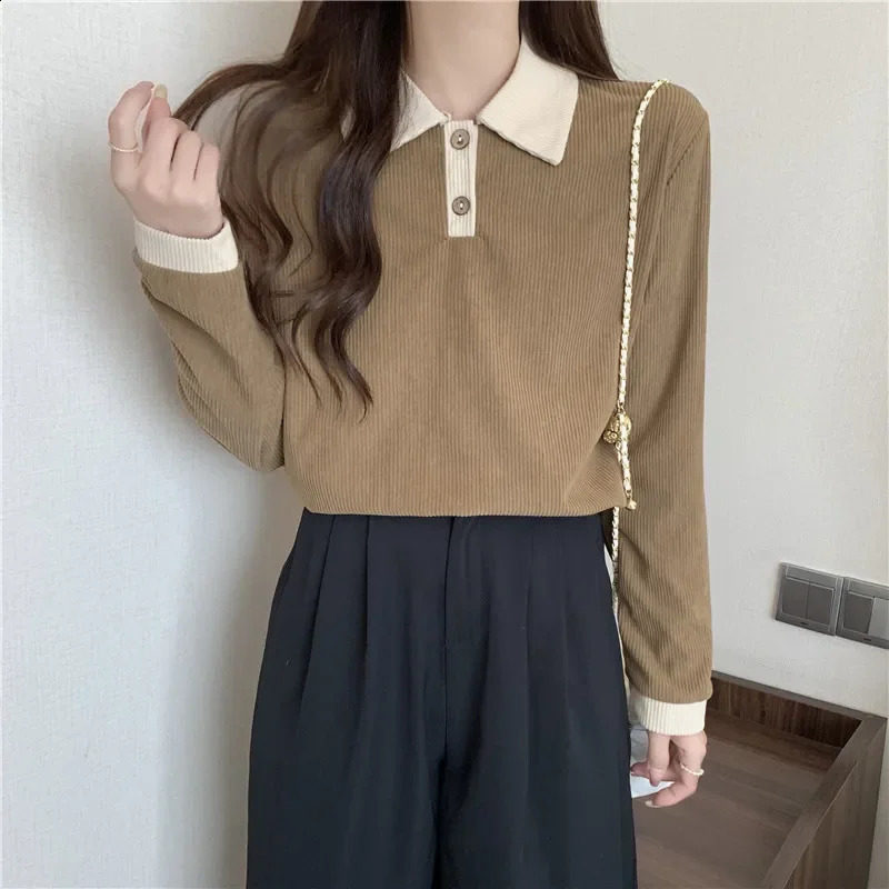 Autumn womens multi-color t-shirt with decal work and leisure oversized t-shirt Y2k top Harajuku long sleeved polo neck hooded sweatshirt streetwear 2