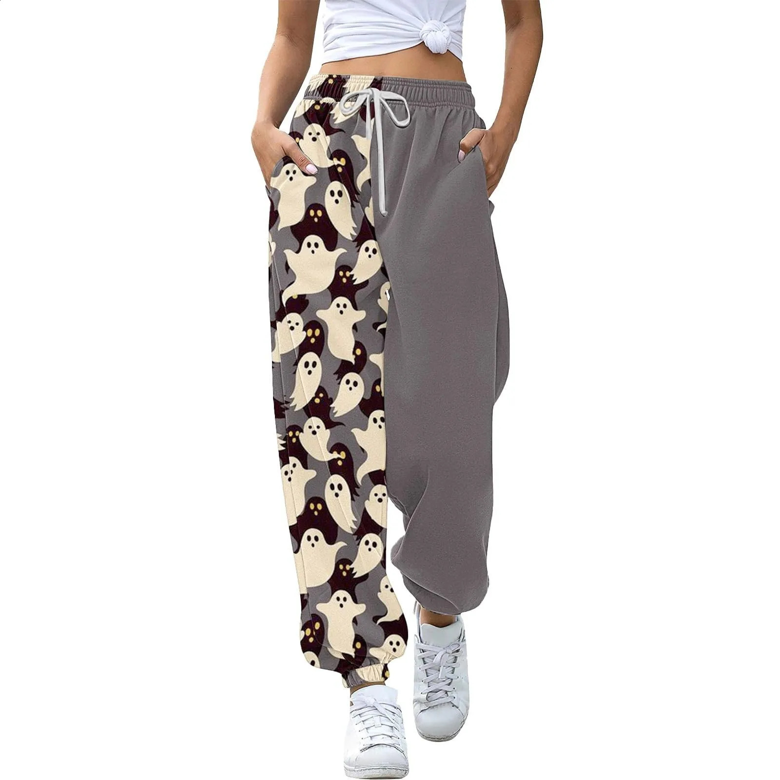 Halloween Cute Element Pattern Printed Pants Womens Drawstring Loose Sleepwear Casual Comfortable Sports Pants Fashion Trousers 240827