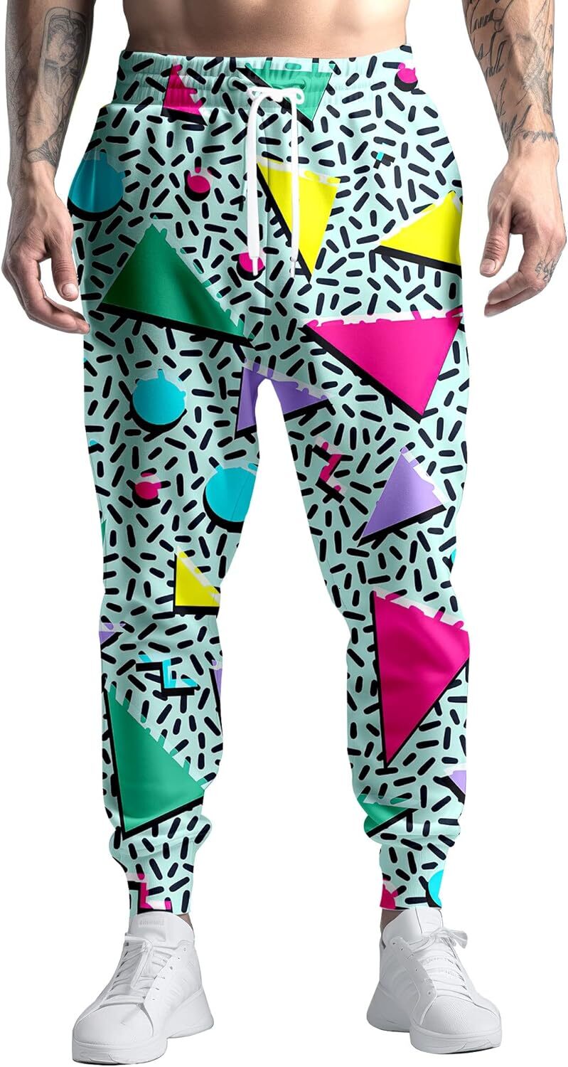 2024 Sweatpants Mens 80s Costumes for Men Joggers Pants Casual Pants Running Pants with Drawstring 90s Outfit for Men sweat pants