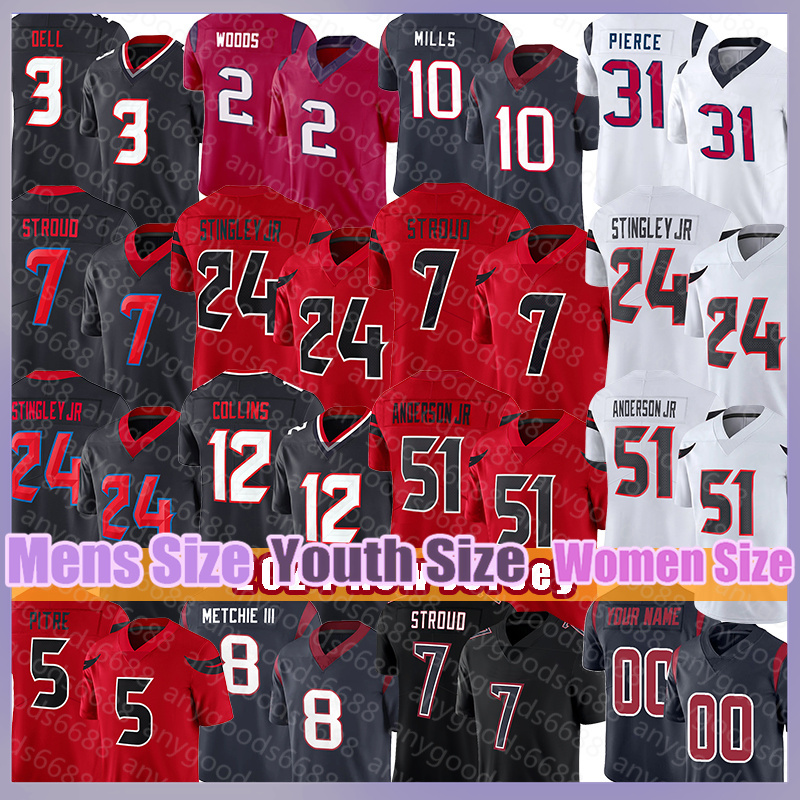 C.J. Stroud Derek Stingley Jr. Football Jerseys Will Anderson Jr. Tank Davis Mills Nico Collins Robert Woods Metchie III Jalen Pitre Dameon Pierce Tytus Howard