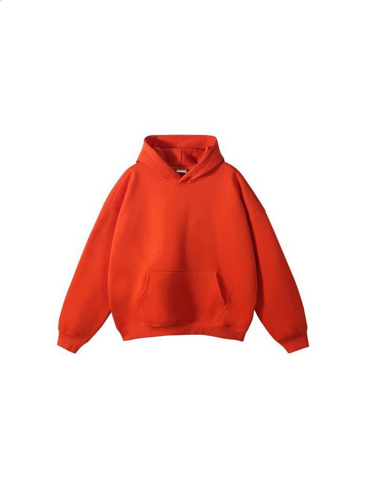 Solid Color 100% Cotton Hoodies Autumn Winter Baggy Sports Outwear Plush Oversized Hooded Sweater for Men and Womens 240826