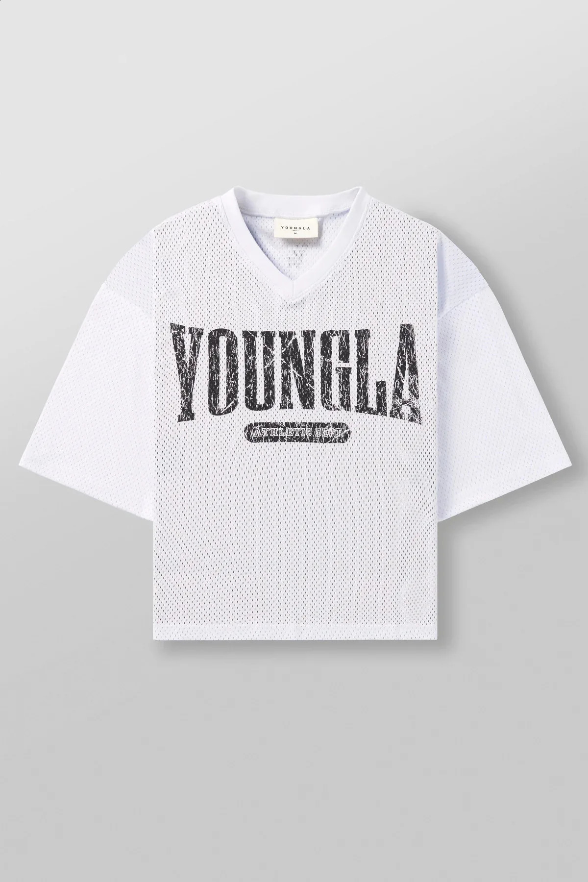 American style oversized Tshirt for mens sports and fitness fast drying breathable large mesh printing Vneck casual short sleeved shirt 240827