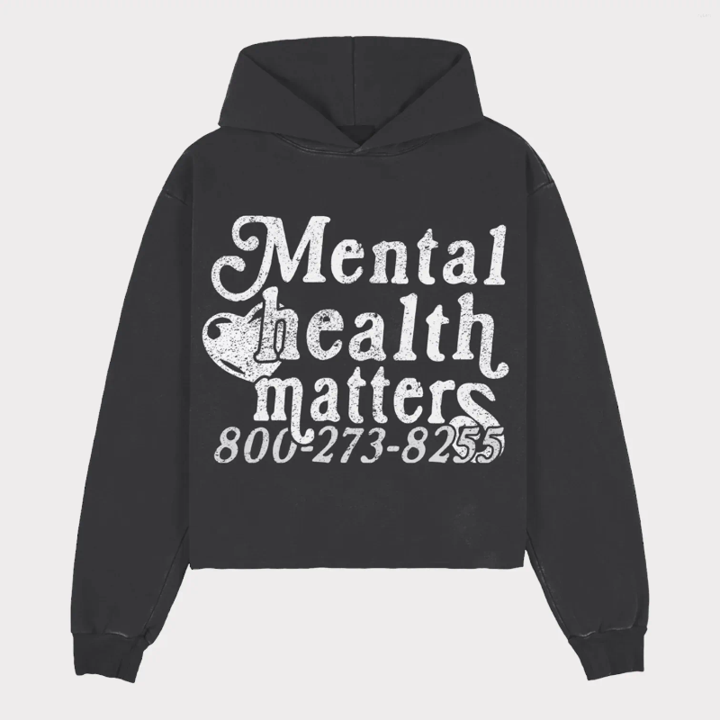 Women's Hoodies Oversize Couple Streetwear Mental Health Matters Hoodie Long-sleeved Casual Loose Y2k Couple's Clothing Sweatshirts