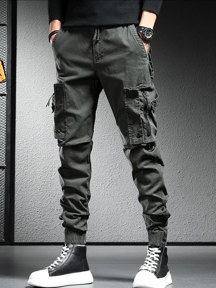 Fashionable street retro multi pocket covers mens fashion brand loose wide leg straight casual clothing 240827
