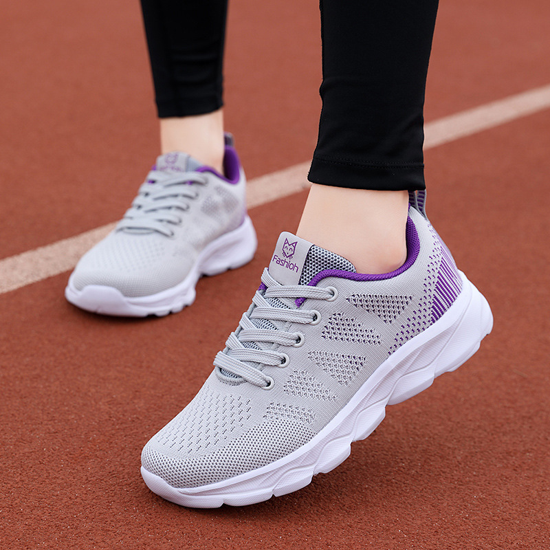 Chunky Comfort Sneakers - Breathable Mesh Upper, Low Top Design, Solid Color, Cushioned Insoles, Slip-Resistant Outsoles, Comfortable Fit for Womens F