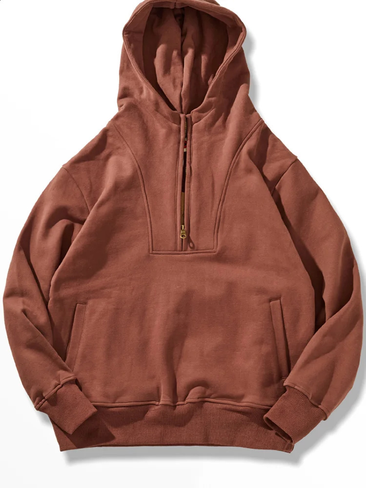 Autumn and Winter American Retro 500G Thick Velvet Knitted Hooded Hoodies Mens 100% Cotton Washed Heavyweight Casual Jacket 240826