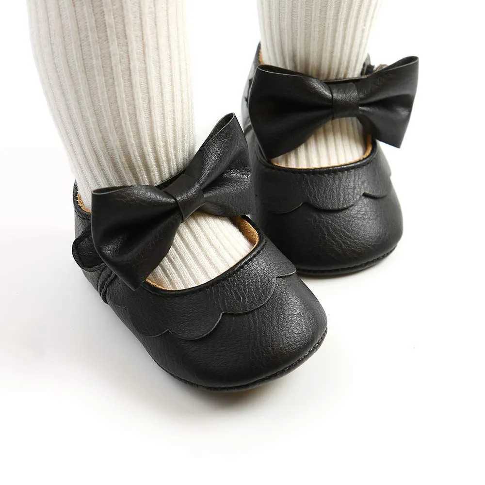 Baby Girl Mary Jane Apartment with bow tie bow tie anti slip toddler first mover princess dress shoes M240827