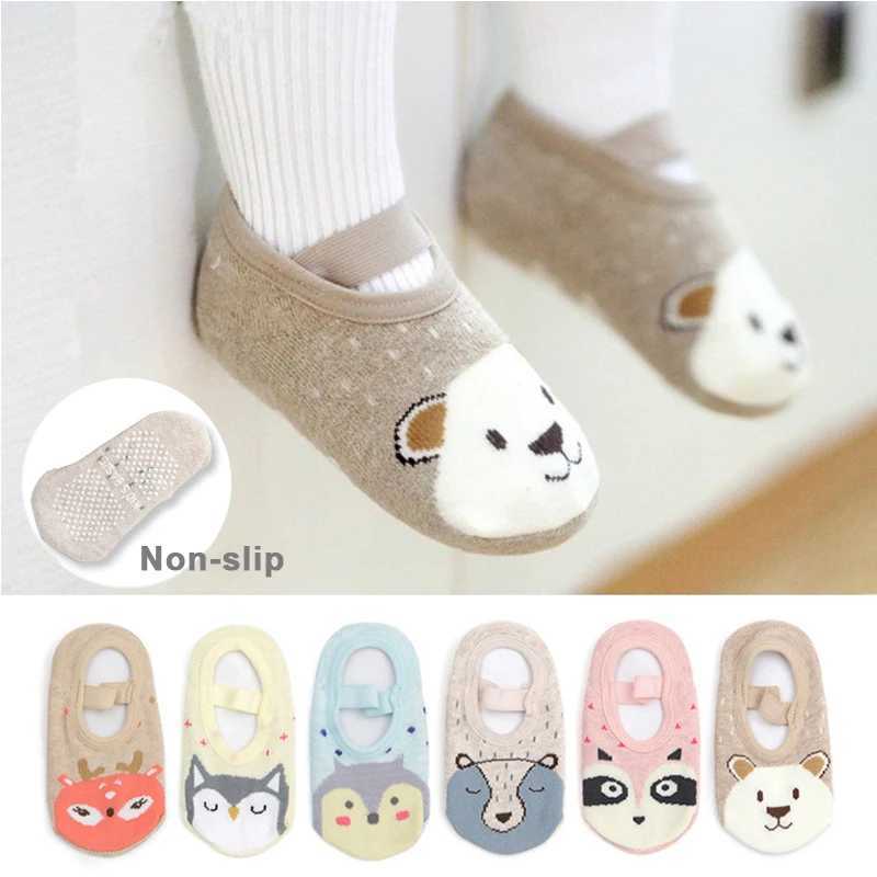 Cotton Shoes Floor Socks First Walker Anti slip Preschool Baby Girl Boy Cute Animal Cartoon Rubber Handle Boat Socks M240827