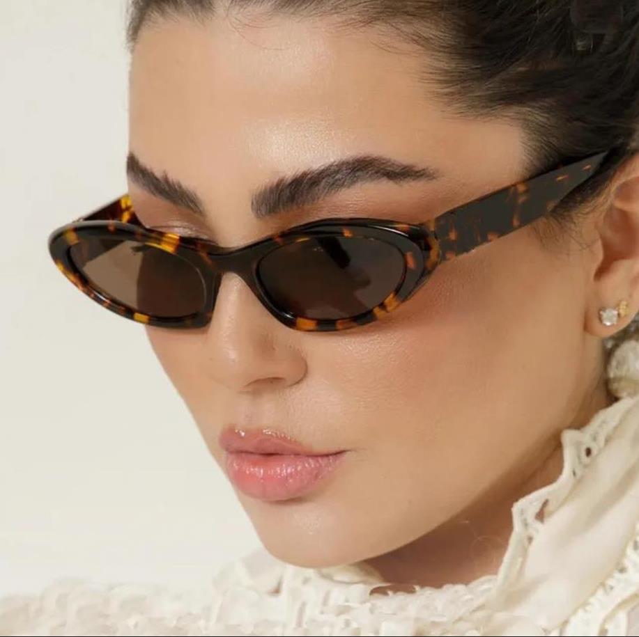 Sunglasses High Quality Cat Eye For Women Retro Vacation Stylish Glasses Narrow Frame