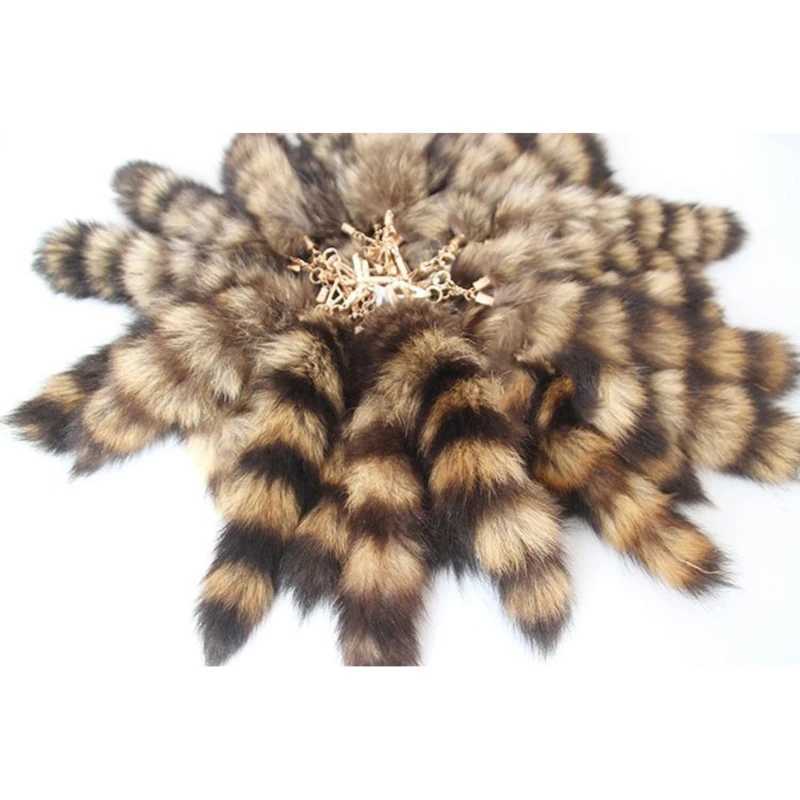 Keychains Lanyards Raccoon Tail Keychain Animal Female Fur Charm 517F H240923