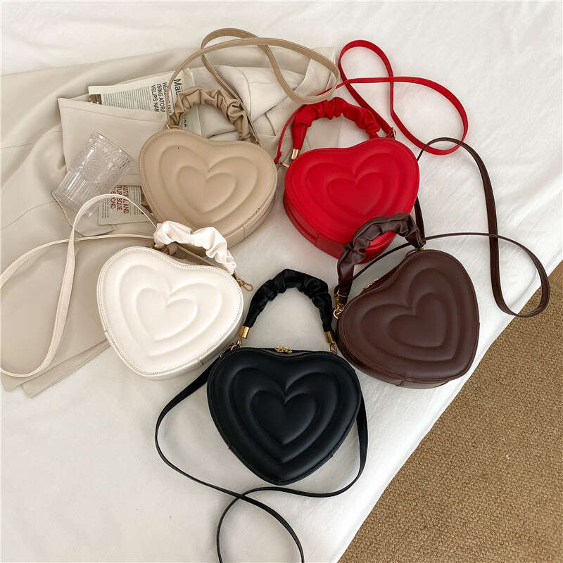 Fashion Love Heart Shape Shoulder Small Handbags Designer Crossbody Bags For Women Solid Pu Leather Top Handle Bag