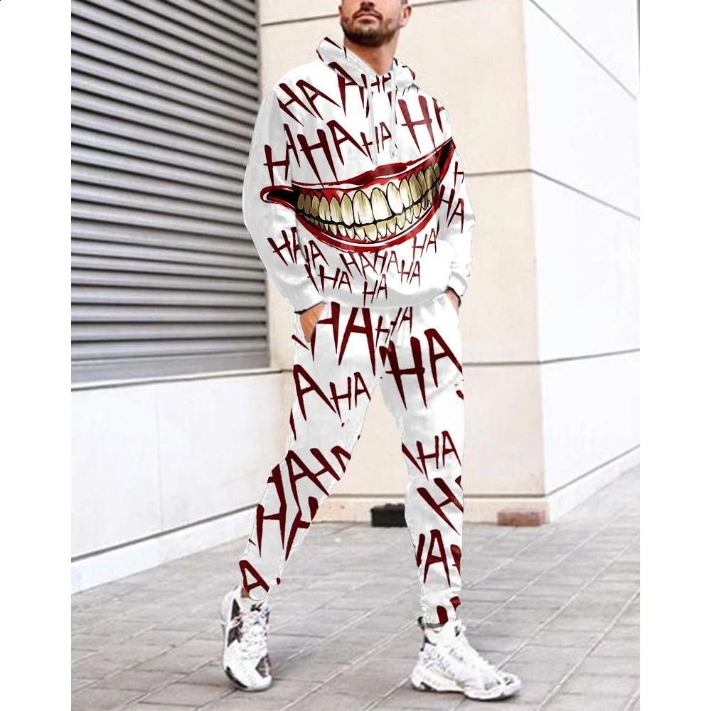 Mens autumn hoodie set fashionable letter printing track suit 2-piece sportswear sports pants set casual clothing mens sportswear 240827
