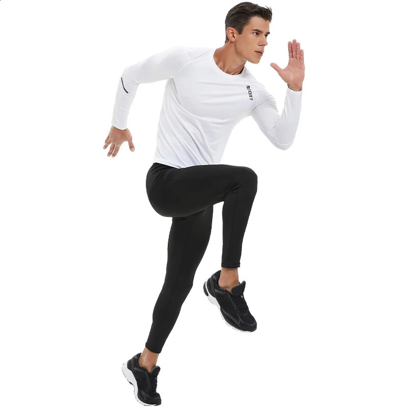 Mens sports Tshirt fitness running shirt quick drying long sleeved compression top training UA508 240827