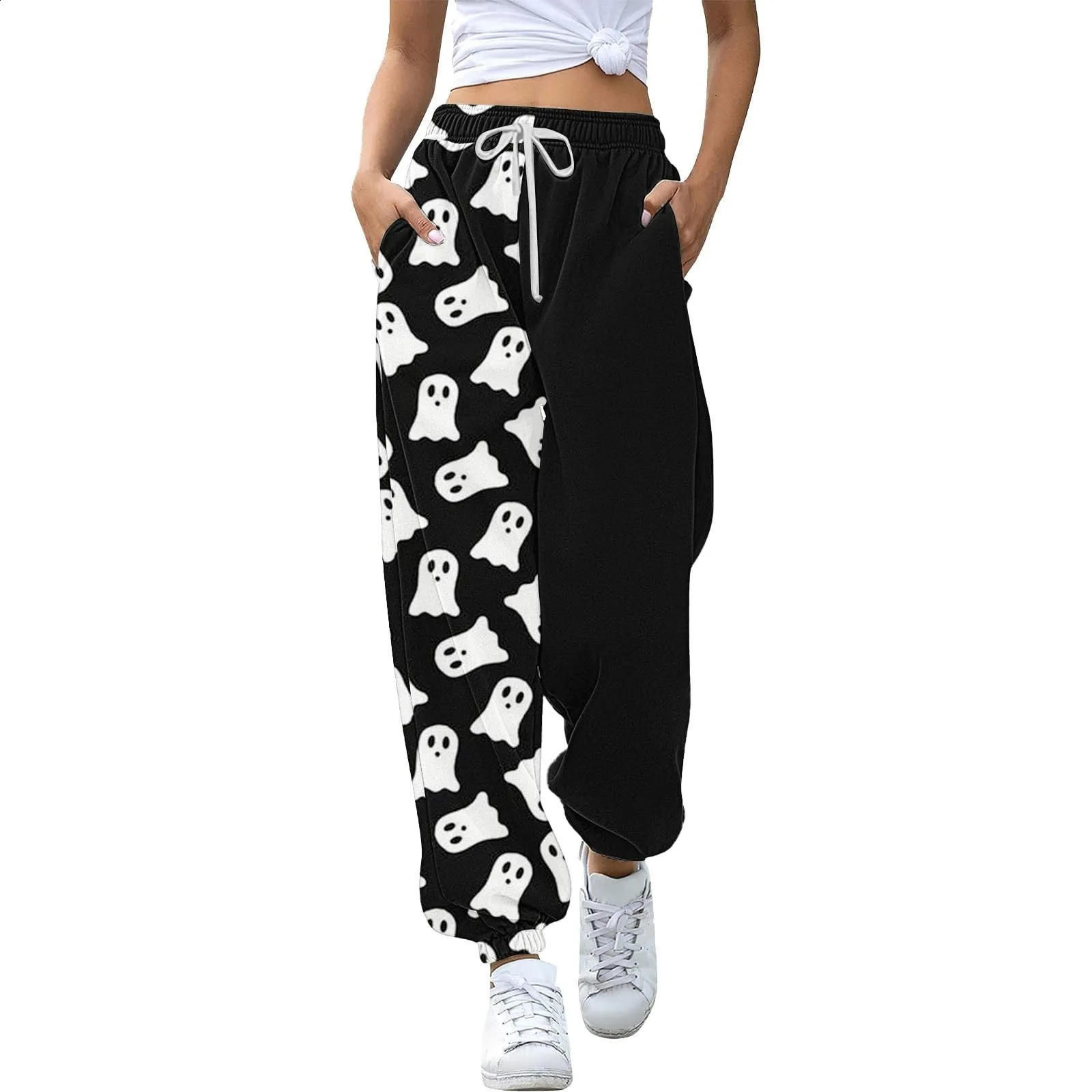 Halloween Cute Element Pattern Printed Pants Womens Drawstring Loose Sleepwear Casual Comfortable Sports Pants Fashion Trousers 240827