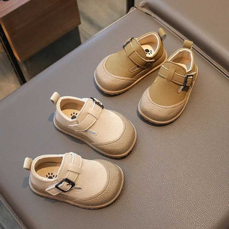 New Boys and Girls Casual Shoes Childrens Fashion Buckle Round Toe British Style Loafers Childrens Neutral Shoes Baby First Step Walker M240827