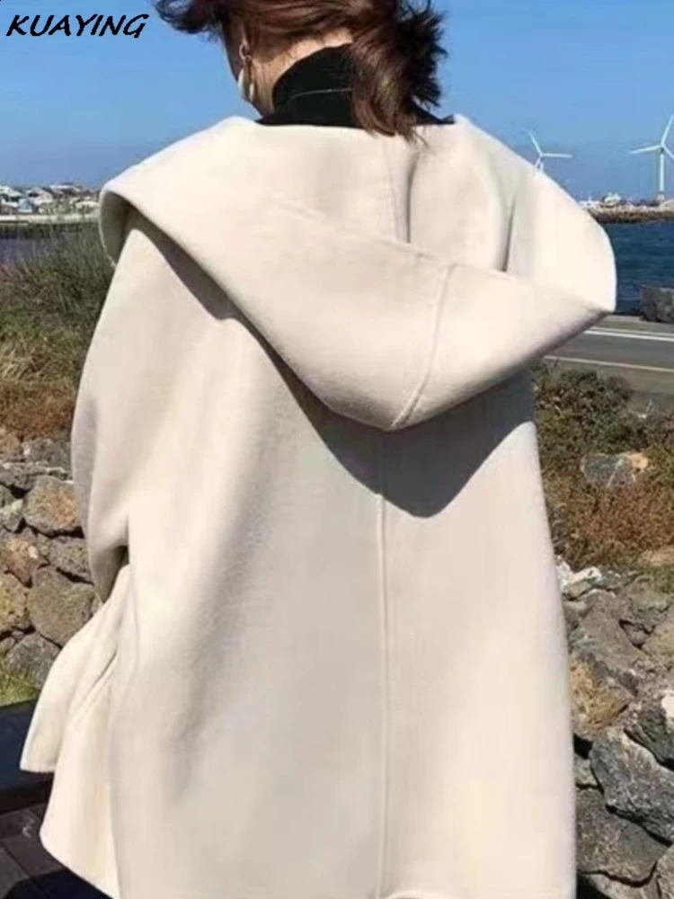 Womens wool jacket autumn French elegant small Mantel coat womens coat casual cardigan wool coat 240827