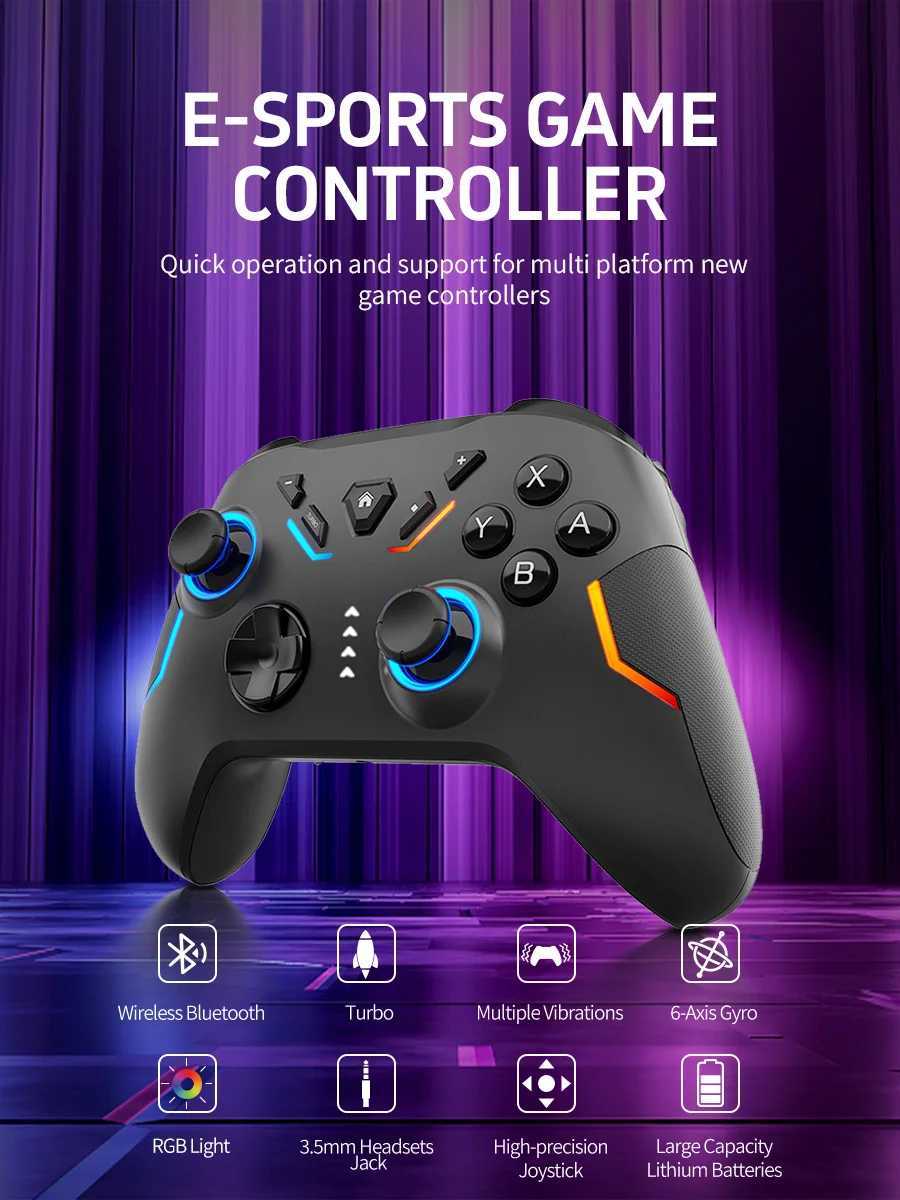 NE Wireless Switch Pro Controller Gaming Control Programmable Gaming Board with Turbo/Vibration/Gyro suitable for Switch/Lite/OLED M240827