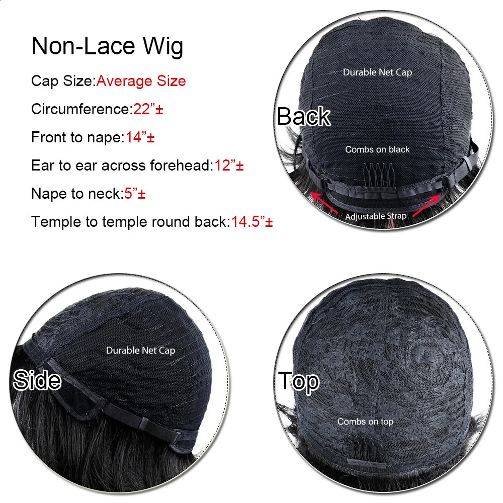 Short Straight Bob Wig Pixie Cut Wig Human Hair For Black Women With Bangs Brazilian Virgin Hair Non Lace front Wig Black 240826