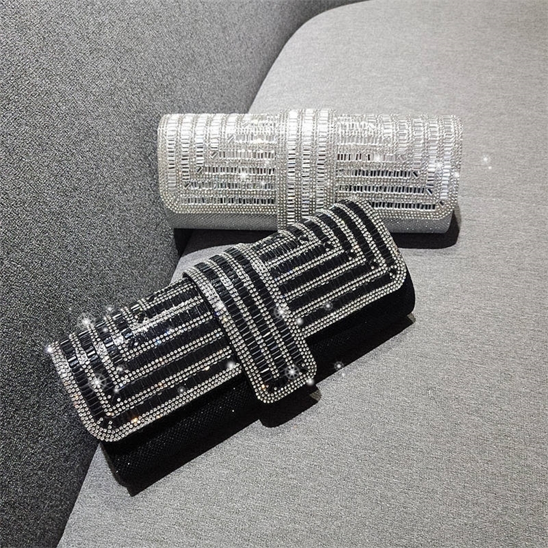 Factory Direct Sales Stick Diamond Three Discount Dinner Bag Hand Armpit Chain Wedding Party Crystal Evening Clutch y240826
