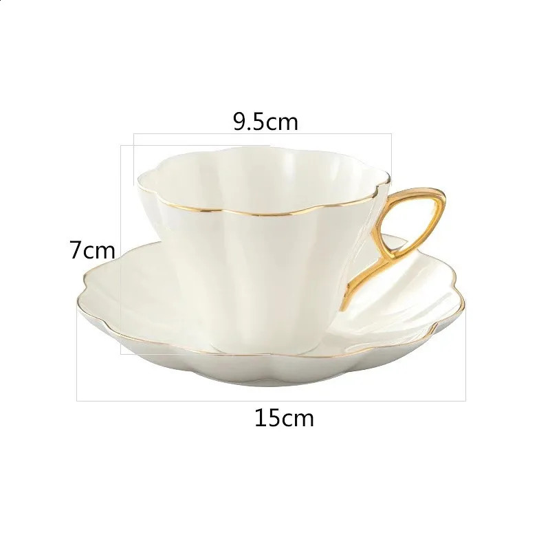 Ceramic Elegant Flower Bone Chinese Coffee Cup with Sauce Set White Porcelain Phnom Penh Office Teacup Home Coffee Espresso 240827