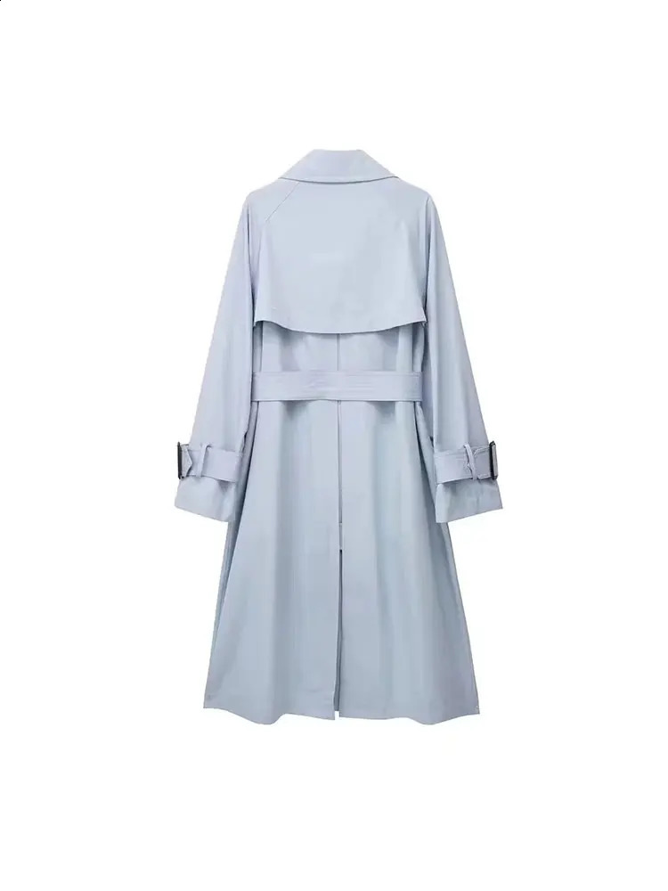 Nlzgmsj TRAF Autumn Womens Trench Coat Classic Loose Belt Fashion Double Chest Long Clothing 240826