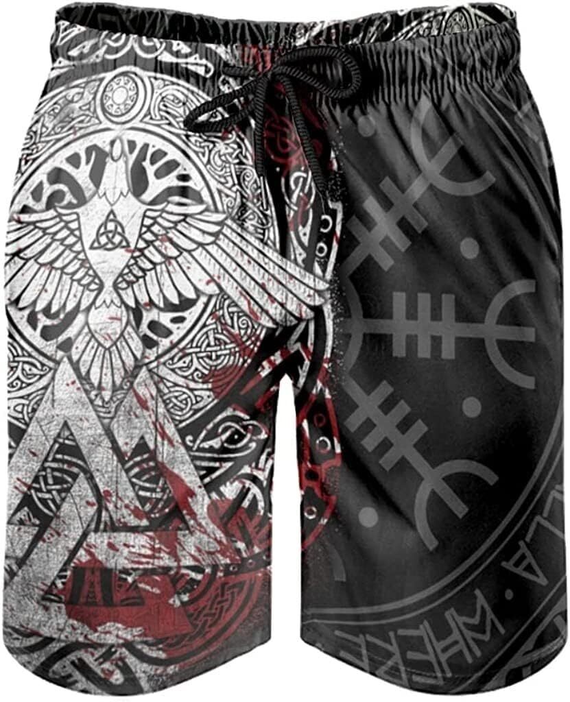 Beach Pants For Men Casual Viking Running Shorts Quick Dry Summer Workout 3D Print Swim Trunks Vintage Board
