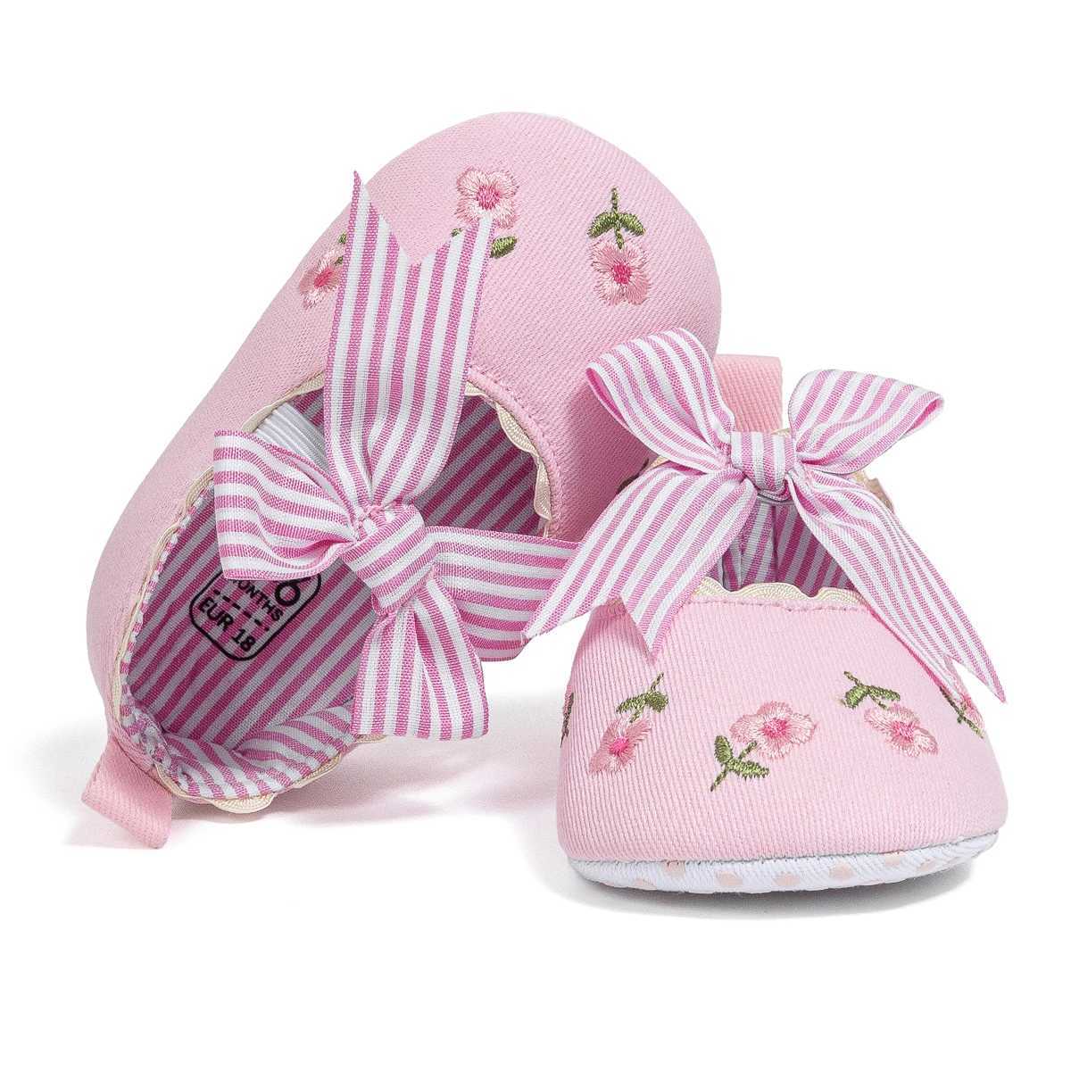 KIDSUN Bow Princess Shoes Newborn Baby Shoes Comfortable Cotton Casual Soft Bottom First Pair Embroidered Walking Shoes M240827