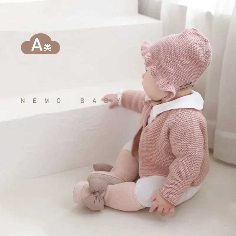 1 pair of newborn socks shoes Korean fashion bow anti slip floor calf socks shoes baby girls autumn and winter cotton first step traveler M240827